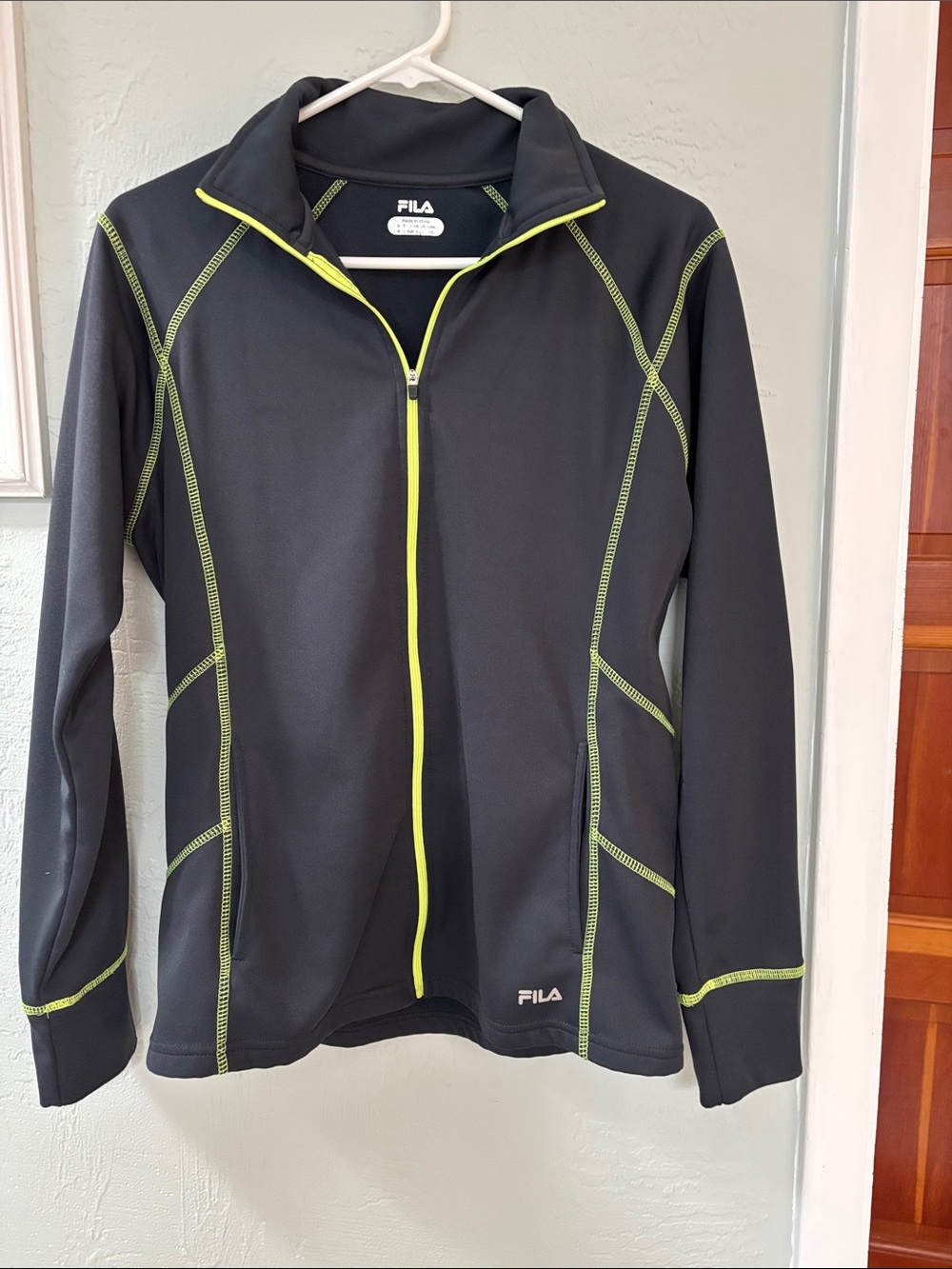 Womens Charcoal gray Fila tracksuit and added Attivo workout shirt